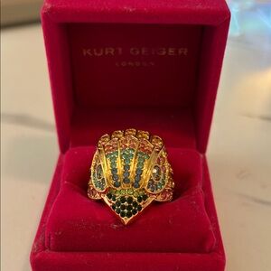Kurt Geiger Gold and Multicolor Gem Ring
